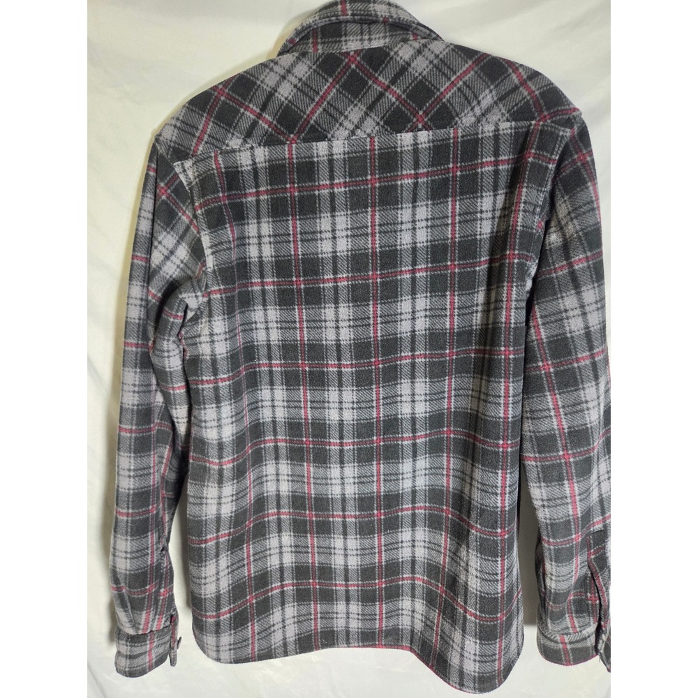Berkley Jensen Fleece Shirt Jacket Mens Med Grey Plaid Sherpa Lined Outdoors